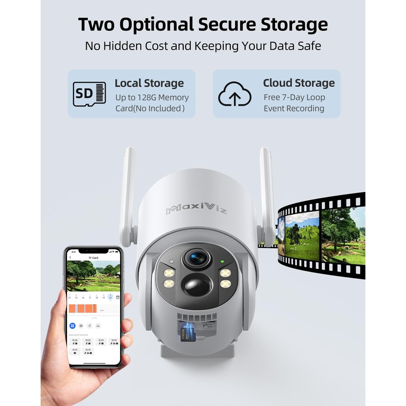MaxiViz 4G LTE Outdoor Solar Powered Cellular Security Camera Wireless,