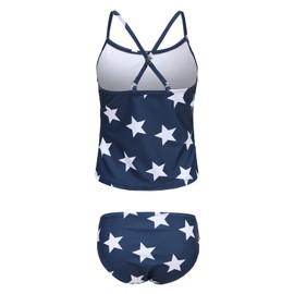Big Girls Two Piece Tankini Swimsuits Tie Dye Bathing Suit Kids Hawaiian Swimwear Set American Flag Size 16/14-16