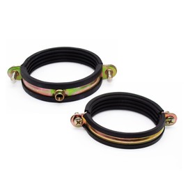 DOJA Industrial | Anti Vibration Metal Pipe Clips | 60 mm Ø | Pack 5 | Rubber Lined Tube Clip | Pipe Brackets | Isophonic Sliding Clamp | Gutter Bracket with Screw for Support of Hose, Pipes in Wall