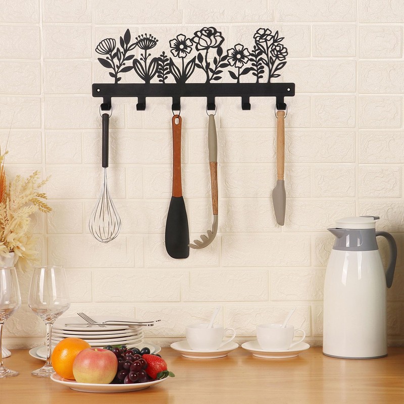 2 PCS Wall Mounted Metal Towel Rack with 6 Hooks