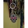 LUX ACCESSORIES White Sugar Skull Rose Keychain Key Ring
