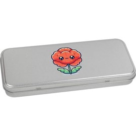 Azeeda 'Cute Poppy Flower' Metal Hinged Stationery Tin/Storage Box (TT00291079)