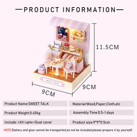 CUTEROOM DIY Miniature House Dollhouse Kit Dollhouse Miniature with Furniture Miniature House Model Kit for Girls and Boys Children