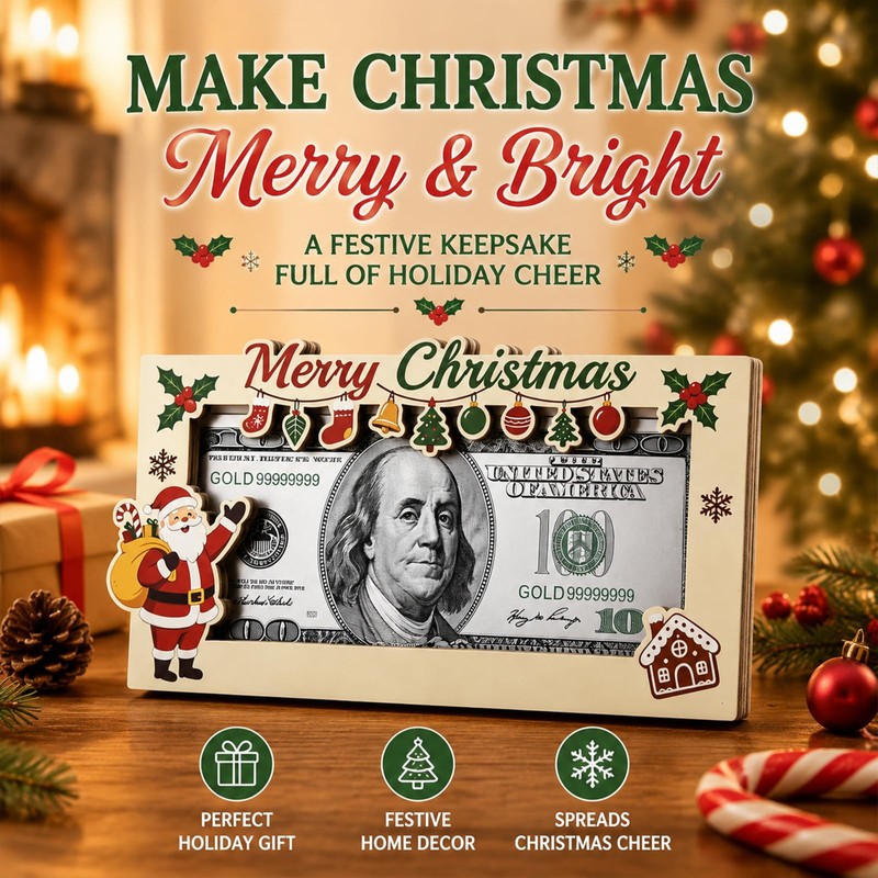 Christmas Money Holders for Cash Wooden Cash Gift Box