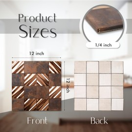 Blujellyfish Antique Copper Tile Backsplash Real Bronze Mosaic Tiles Accent 3D Wall Panels (Pack of 5)