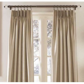 Curtainworks Marquee Faux Silk Pinch Pleat Curtain Panel, 30 by 120", Sand
