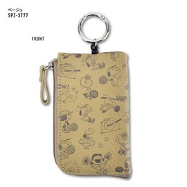 Marimo Craft Snoopy Key & Pass Pouch, Beige, Embossed Snoopy, Approx. W 3.0 x H 4.9 inches (75 x 125 mm), SPZ-3777