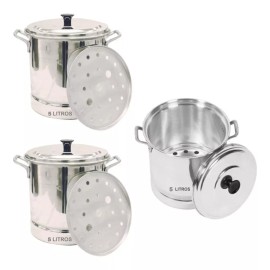 VAP2000 3 Olla Vaporera Tamalera 5 Lts Aluminio