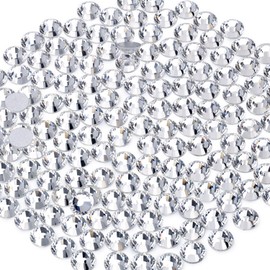2500PCS SS10/2.8mm Glass Crystal Rhinestones (Clear), Flatback Clear Rhinestones for Bedazzling Crafting DIY Crafts Nail Art Makeup Decoration, Gems Diamond Charms for Tumbler Shoes Clothing Mug
