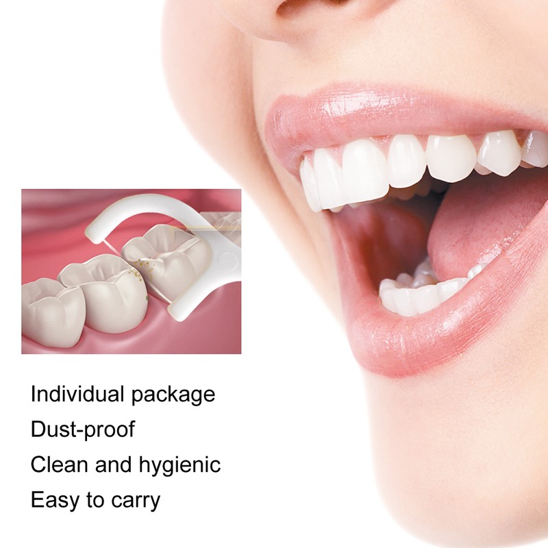 500pcs Disposable Dental Floss Stick Teeth Stain Removal Floss Oral