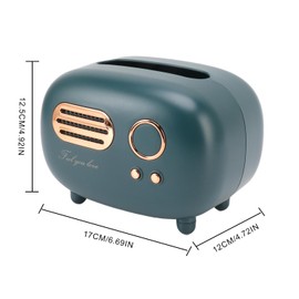 Retro Radio Tissue Box Cover, Vintage Radio Tissue Holder Dispenser Napkin Case Table Decor for Bathroom, Living Room, Bedroom, Home Decoration(Green)