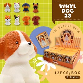 [12 Boxes Set] Vinyl Small Cute Animals Characters Figures Bath Toys Blind Box, Ideal Party Souvenir Kids Christmas Birthday Gifts Lot (Dog 23)