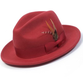 MONTIQUE Men’s Premium Wide Brim Fedora Hat - Long-Lasting & Water-Repellent Mens Wide Brim Hat - Elegant Design for All Occasions - H-60, Burgundy, X-Large