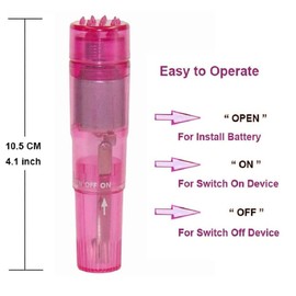 Finever Small Mini Massager Portable Pen for Body Face, Neck, Head,Back Massage with 4 Heads (Pink and Purple)