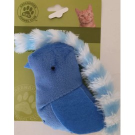 Unbranded Plush Kitten Cat Toys Birds & Mice w Long Tails & Rattles, 10.5", 1 Toy/Pk S23 S - Blue Bird