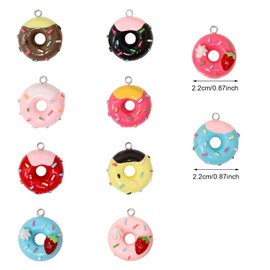 Honbay 20PCS Resin Food Charms Pendant Dainty Sweet Donut Pendant Cute Simulated Food Tiny Pendants Bead Charms for Keychains Earrings Bracelets Necklaces Jewelry Making and DIY Crafts - 10 Styles