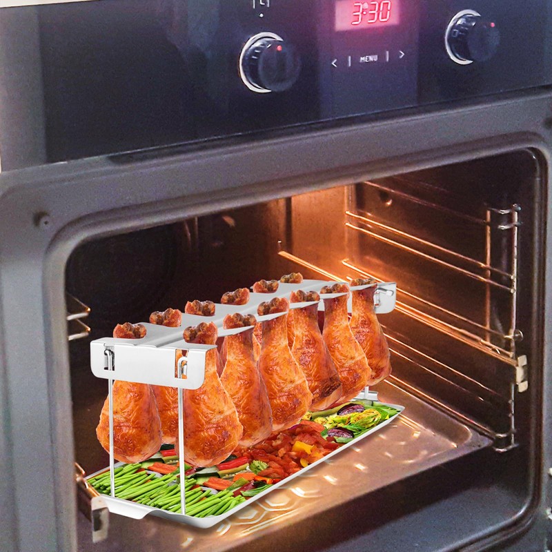 Chicken Leg Rack for Grill with Drip Tray - 12