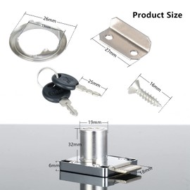 Fippy 4 Sets 32 mm Furniture Lock Cabinet Lock with Universal Key Drawers Lock Screw-On Lock Post Box Cylinder Lock for Furniture Cabinets Desk