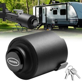NUOVEPE Trailer Lock Fits 2 Inch Couplers, Secures Safety Chains Anti-Theft Ball Hitch Lock, Pry-Resistant & Heavy-Duty Trailer Hitch Locks for RV | ATV | Boat | Flatbed Trailer (Black)