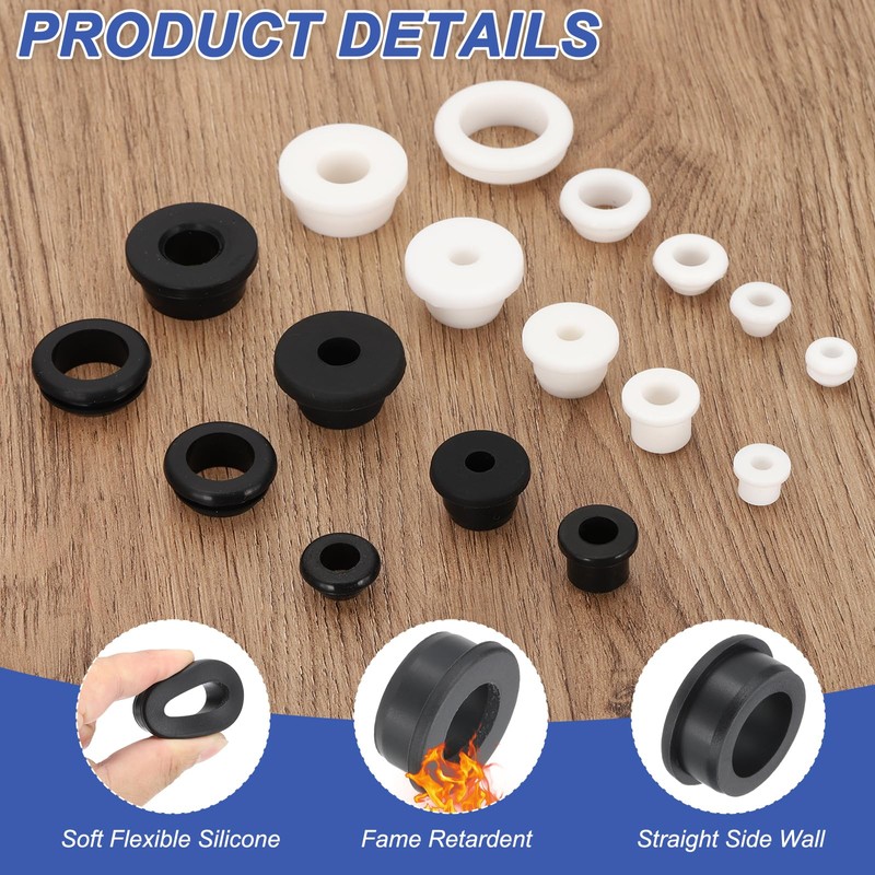 PATIKIL Silicone Rubber Grommet, 7 Pcs 1-1/4"(32mm) Drill Hole, 7/8"(22mm)