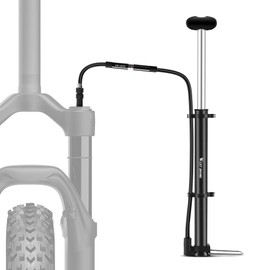 Mini Damper Pump 140 PSI - Suspension Fork Pump & Bicycle Air Pump for MTB, Fully & Road Bike - Compatible with Schrader & Presta - Aluminium Fork Pump with Pressure Gauge and Extension Hose