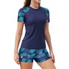 SHEKINI Women Built In Bra 2-Piece Rash Guard Swimsuits with