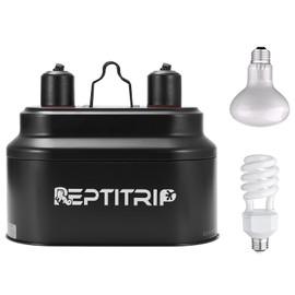 Dual Reptile Light Fixture with 100W Daytime Heat & UVB 10.0 Reptile Bulb, 2 Independent Switches, Reptile UVA UVB Heat Combo Pack
