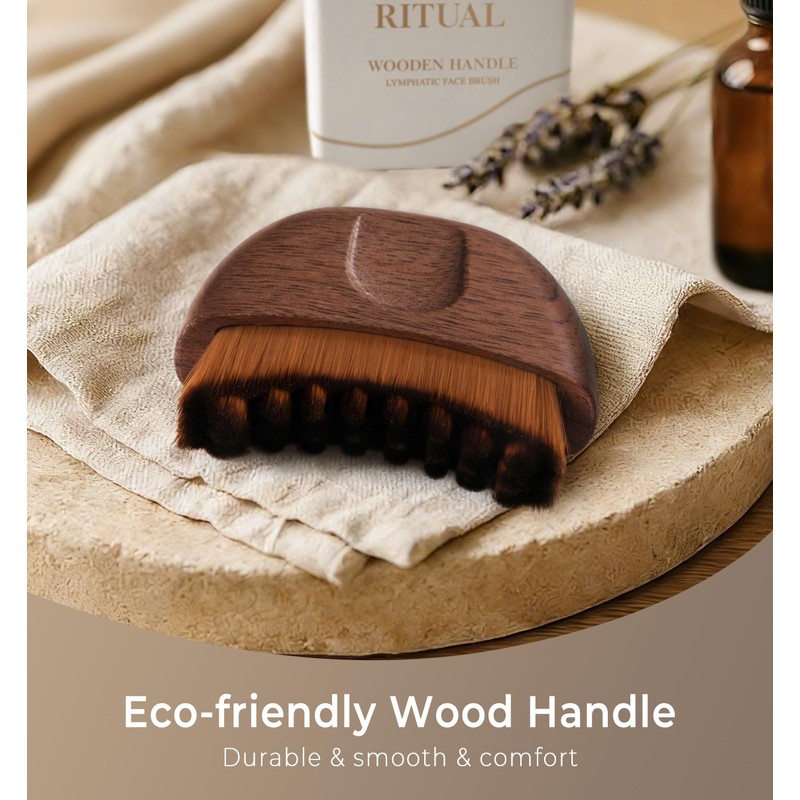 Lymphatic Contour Face Brush - Wooden Handle Sculpting Facial Dry