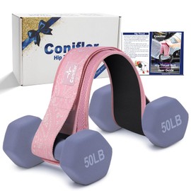 Coniflor Hip Thrust Belt - Adjustable Fitness Belt for Dumbbells, Kettlebells, Plates - Support Up to 100 lbs - Upgrade Slip-Resistant Pad for Safe and Comfortable Glute Workouts at Home or Gym, Pink