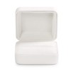 Oirlv White PU Leather Ring Box Round Corner Engagement Proposal