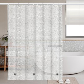 COSORO PEVA Shower Curtain 180x180cm,Heavy Duty Plastic Black Weighted Shower Curtains Mould Proof Resistant Waterproof Bath Curtains with 3 Magnet 12 Hooks for Wet Room,Bathroom,Shower Stall,Bath Tub