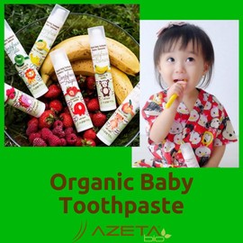 2 x Banana Flavoured Children’s Toothpaste Organic Vegan 0 to 36 Months, SLS and Paraben Free, Azeta Bio 50ml (Banana)