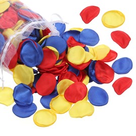 PATIKIL Silk Rose Petals, 300 Pack Artificial Flower Petals Fake Flower Basket Petal for Wedding Decoration Dinner Table Aisle Scatter, Blue/Yellow/Burgundy