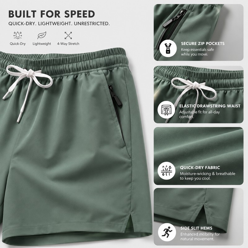 Men’s Quick-Dry Running Shorts for Training – Lightweight Athletic Shorts