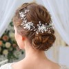 Unicra Pelo de novia con flores para boda, perlas de