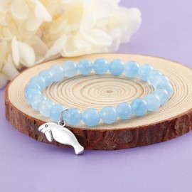 MollyQueen Manatee Bracelet for Women,Manatee Gifts,Manatee Bracelet,Manatee Lovers Gifts,Manatee Charm,Manatee Jewelry, Inspirational Gifts (Blue Manatee Bracelet)