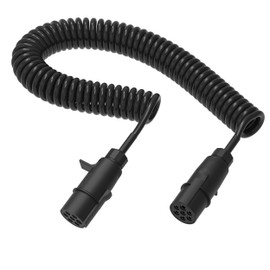 AUPROTEC Trailer Spiral Cable 24 V 4 m - 7-Pin N-Type - Plastic Plug - Adapter Cable Electric Spiral Connection Cable for Trucks, Cars, Commercial Vehicles, Trailers, Trailers