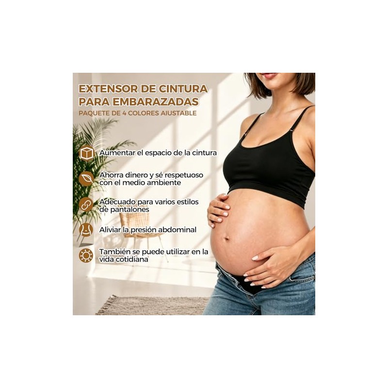 4PCS Extensor de Pretina para Embarazo, Extensor de Pretina Elástico