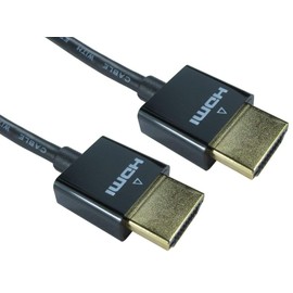 rhinocables - Ultra Slim HDMI Cable | High Speed with Ethernet | 3D & 4K Support | Ideal for Tight Spaces | Durable Gold Connectors, Gold, 2m