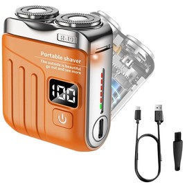 Mini Electrict Shaver,Luggage Electric Shaver,Beard Shaver Mini and Portable Suitcase Design surprise gift - Color: Digital Display:Orange