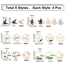 SUNNYCLUE 1 Box 32Pcs 8 Style Bird Charms Paper Crane Charms Animal Alloy Enamel Dangle Flat Round Pendants for Jewelry Making Charms DIY Christmas Necklace Bracelet Earring Supplies Accessories