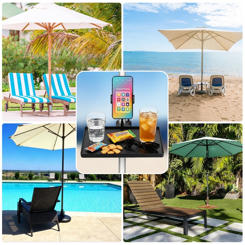 11"x8" Beach Umbrella Table Tray for Beach Umbrella Diameter Under