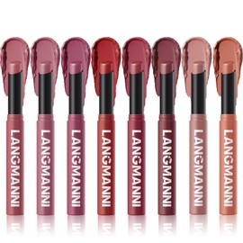 Jolilab 8 Pcs Velvet Matte Lipstick Nude Matte Soft Dark Color Stick Waterproof Long-Lasting Non-Stick Cup High Pigmented Lip Stick Lip Balm Beauty Cosmetics Gift for Girls（7-12+1+5