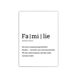 Definition Picture Family - Personal Image as a Gift for You and Your Family - in A4 or 30 x 40 cm - Matte Photo Paper 210 g/m² - Without Picture Frame