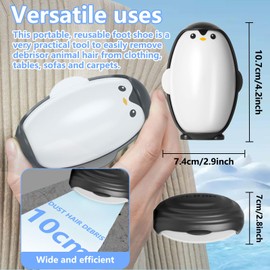 Oneroomone Lint Roll Reusable, Penguin Shape Lint Roller Clothes, Reusable Lint Roller, Lint Roller Ball for Pet Hair, Clothing, Travel, Home (Black)