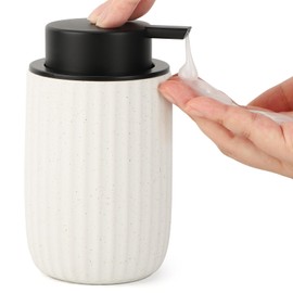 Segbeauty Soap Dispenser, 320ml Shampoo and Conditioner Dispenser, Dishwashing Liquid Dispenser Ceramic, Refillable Pump Bottle for Kitchen and Bathroom (White)