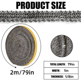 Flat Gasket Tape for Stoves and Fireplaces, Self Adhesive Heat-Resistant Fiberglass Wood Stove Gasket Flat Gasket Tape 1/8" Thick (1" Wide - 79" Length)