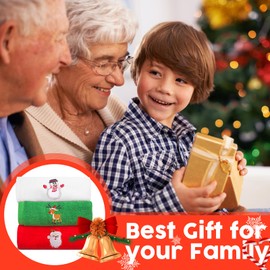 Spessn Christmas Hand Towels, 3 Pack 100% Cotton Super Soft Christmas Kitchen Towels for Drying, Cleaning, Cooking & Baking, Decorative Embroidery Holiday Towels Sets