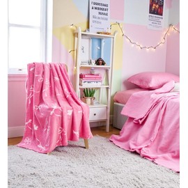 Velvety Soft Fleece Throw Blanket: Pink White Bow Bows Gift Present Design Cozy Velvet Plush Blanket for Kids and Adults