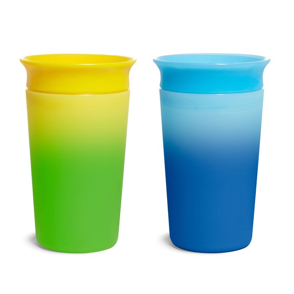 Munchkin Miracle 360 Cups, Colour Changing Toddler Cup, BPA Free Baby & Toddler Sippy Cup, Non Spill Cup, Dishwasher Safe Baby Cup, Leakproof Childrens Cups,12+ Months - 9oz/266ml, 2 Pack, Yellow&Blue